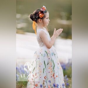 White Dress with Floral Embroidery